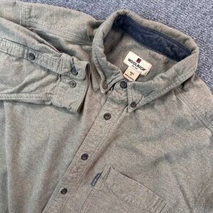 Vintage Woolrich Cotton Button Down Flannel Shirt Mens XL Cement Pocket Workwear